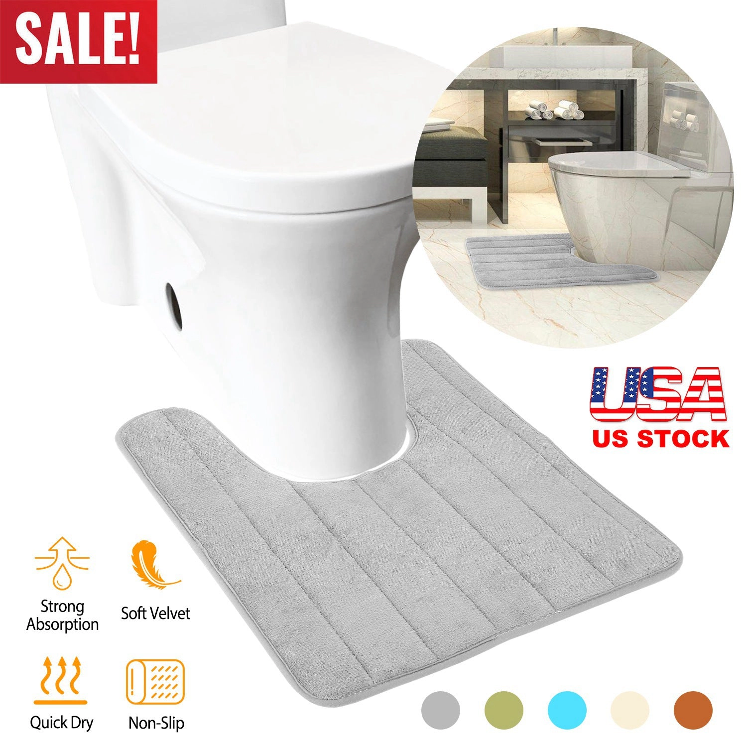GBruno Velvet U-Shaped Contour Bathroom Rug