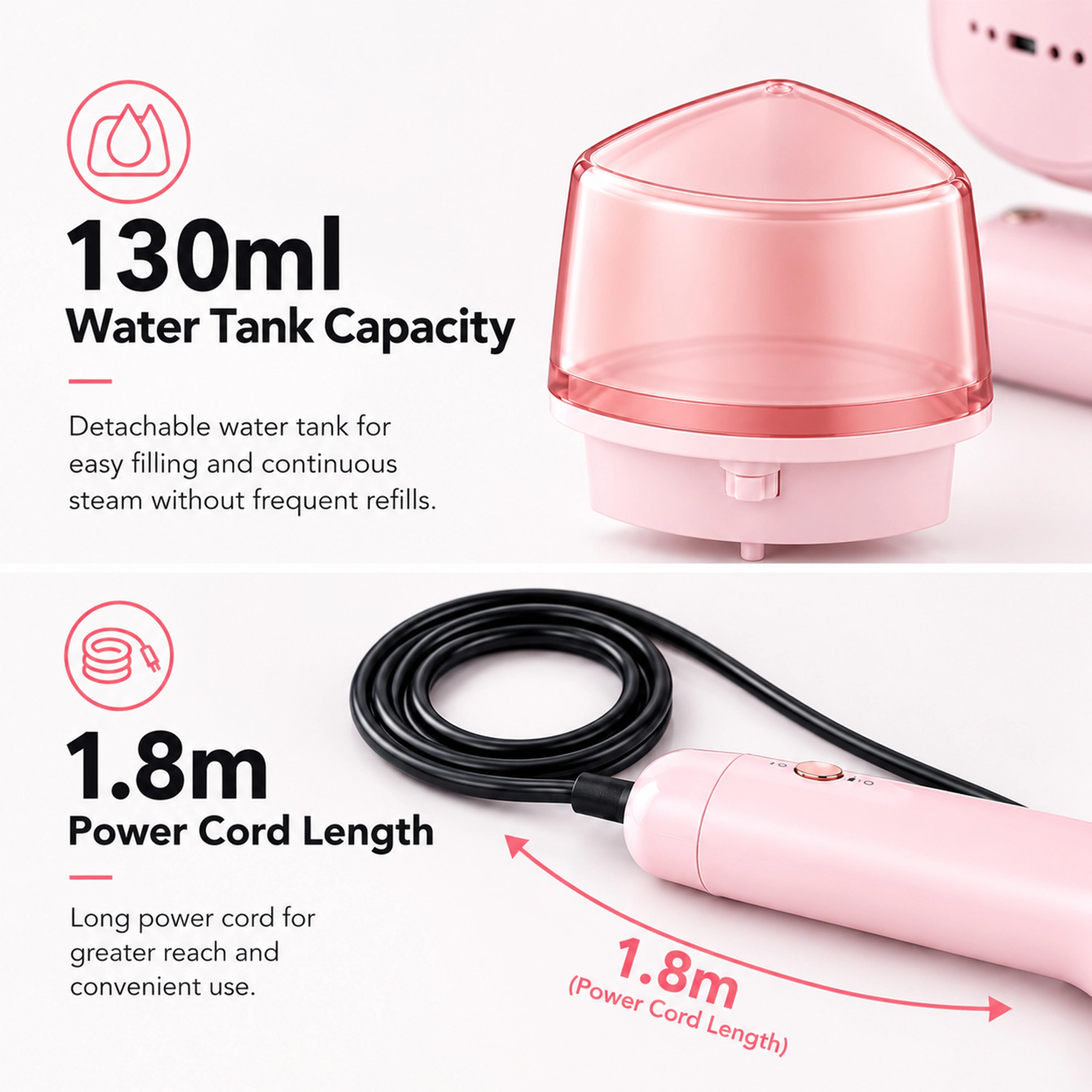 WHALL Travel Steamer for Clothes,1100W 2-in-1 Fabric Steamer & Dry Iron,Foldable Lightweight Handheld Garment Steamer