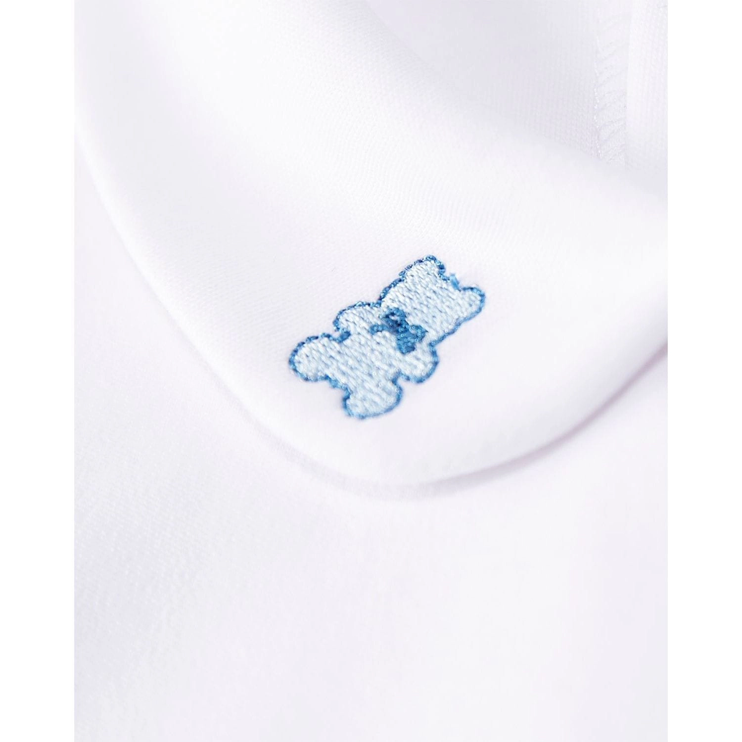 MeMoi Baby and Toddler 100% Pima Cotton Peter Pan Collar Footie with Teddy Bear Embroidery