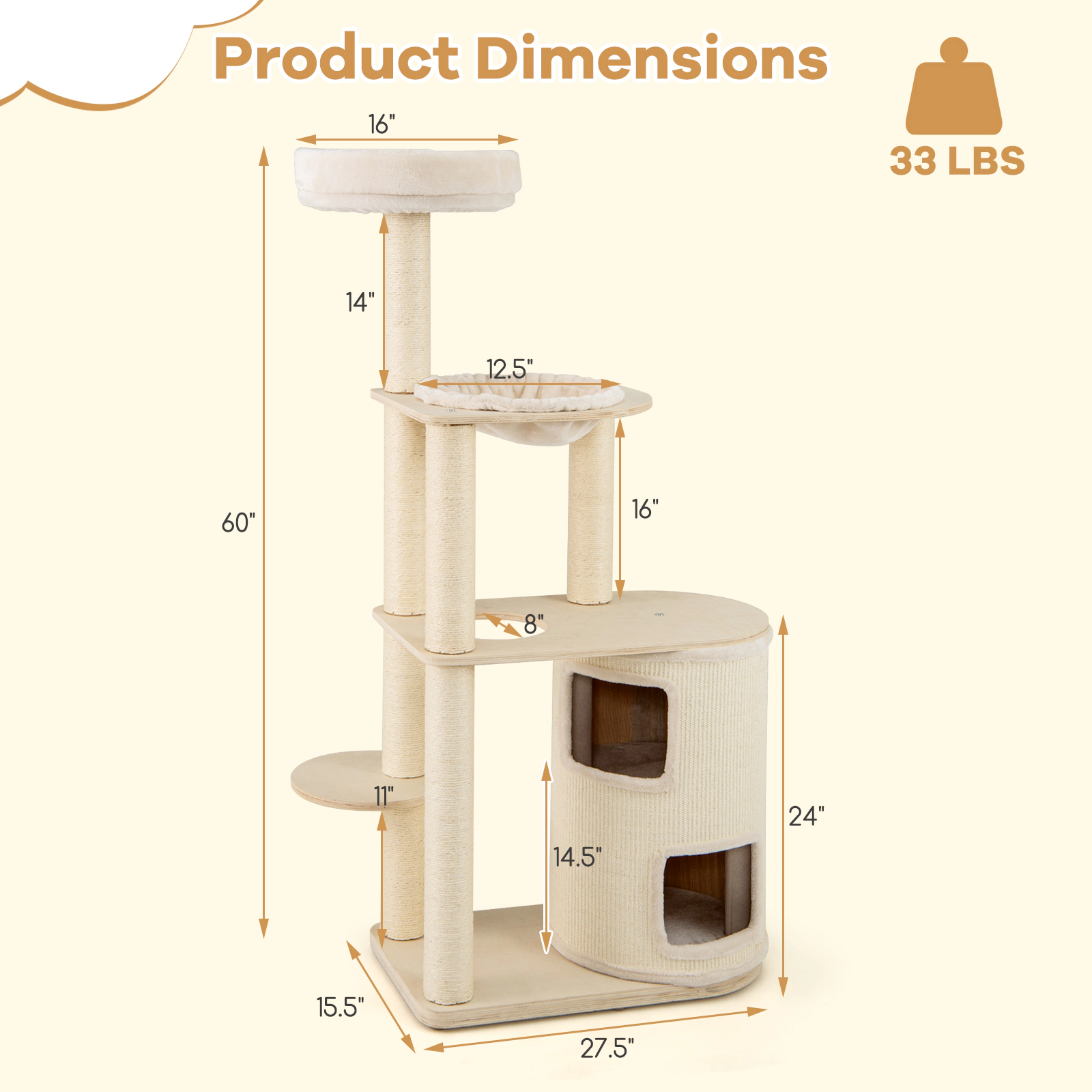 SlickBlue 6 Tier Wooden Cat Tree with Condo, Hammock and Perch