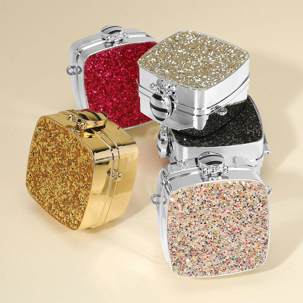 Fashnzfab Square Glitter Mini Clutch Bag Crossbody Bag