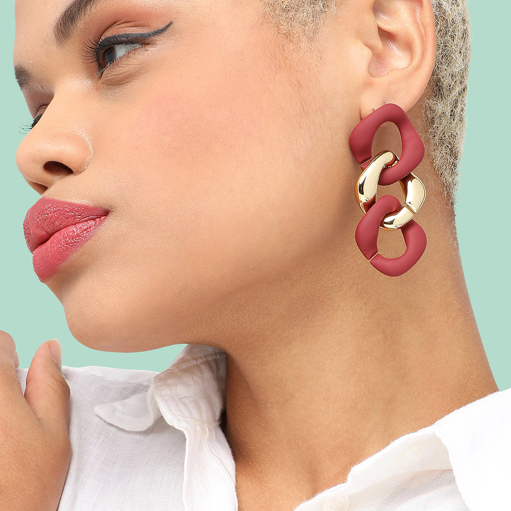 SOHI Women's Chainlink Drop Earrings