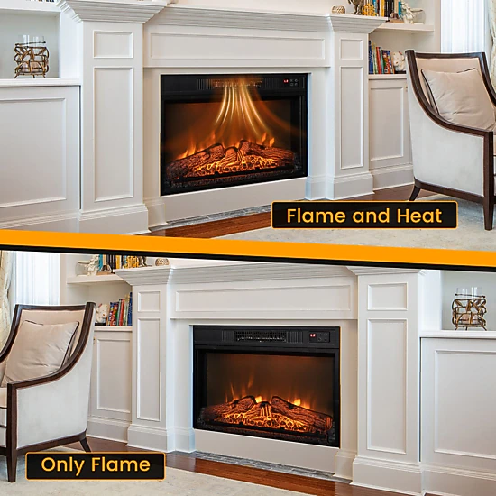 SlickBlue Electric Fireplace Insert for TV Stand or Cabinet, 1400W, Adjustable Flame