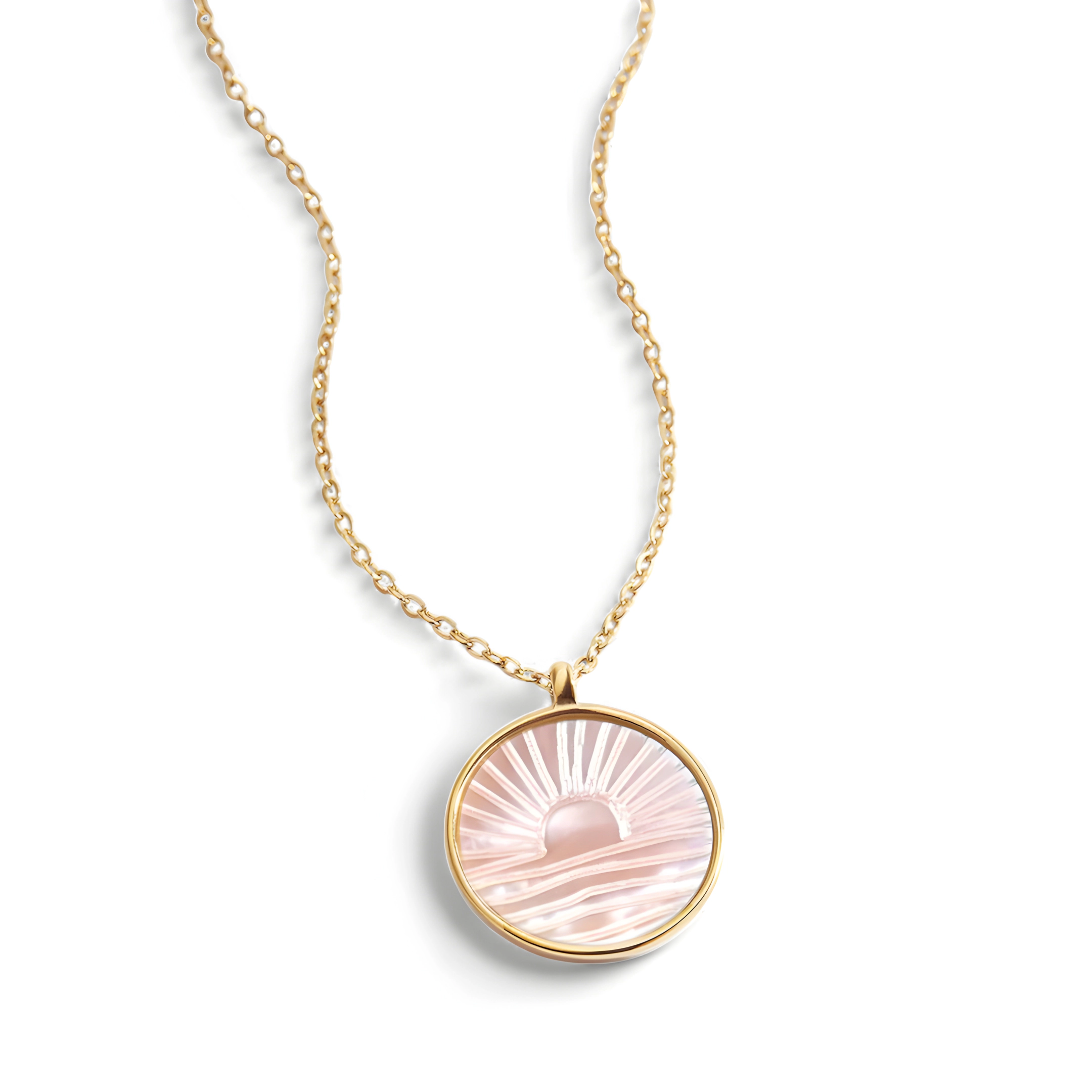 Mint & Lily Women's Mother of Pearl Sunrise Pendant Necklace