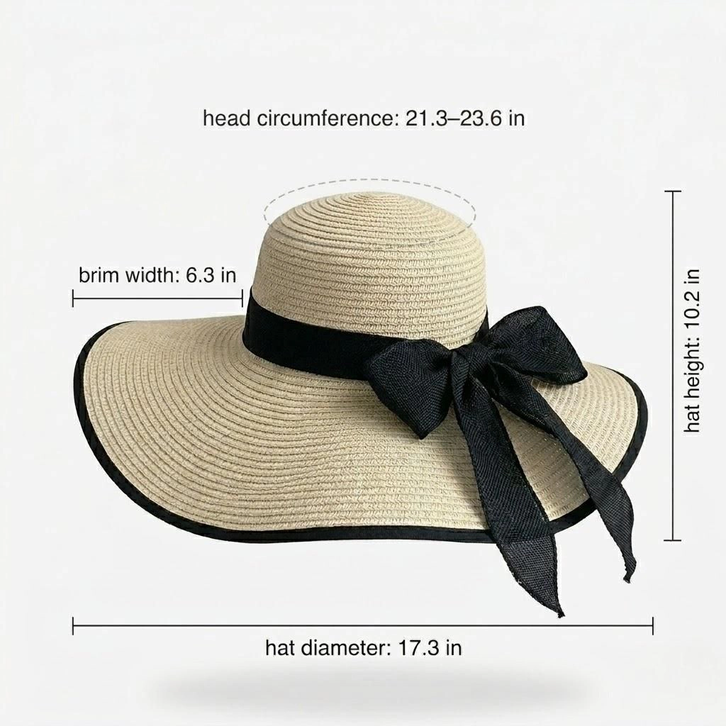 Anna-Kaci Women's Women Wide Brim Straw Sun Hat with Bow Tie Summer Beach Floppy UV Protection