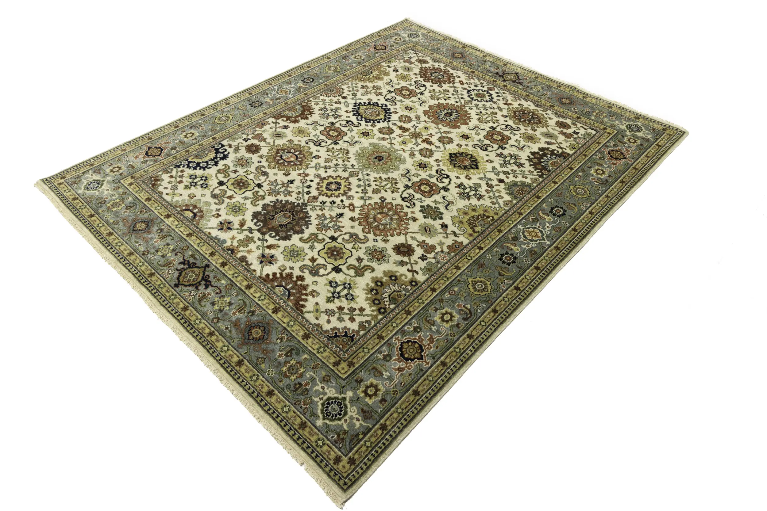 Magic Rugs Cream Tribal Geometric 8X10 Indo-Karajeh Oriental Rug