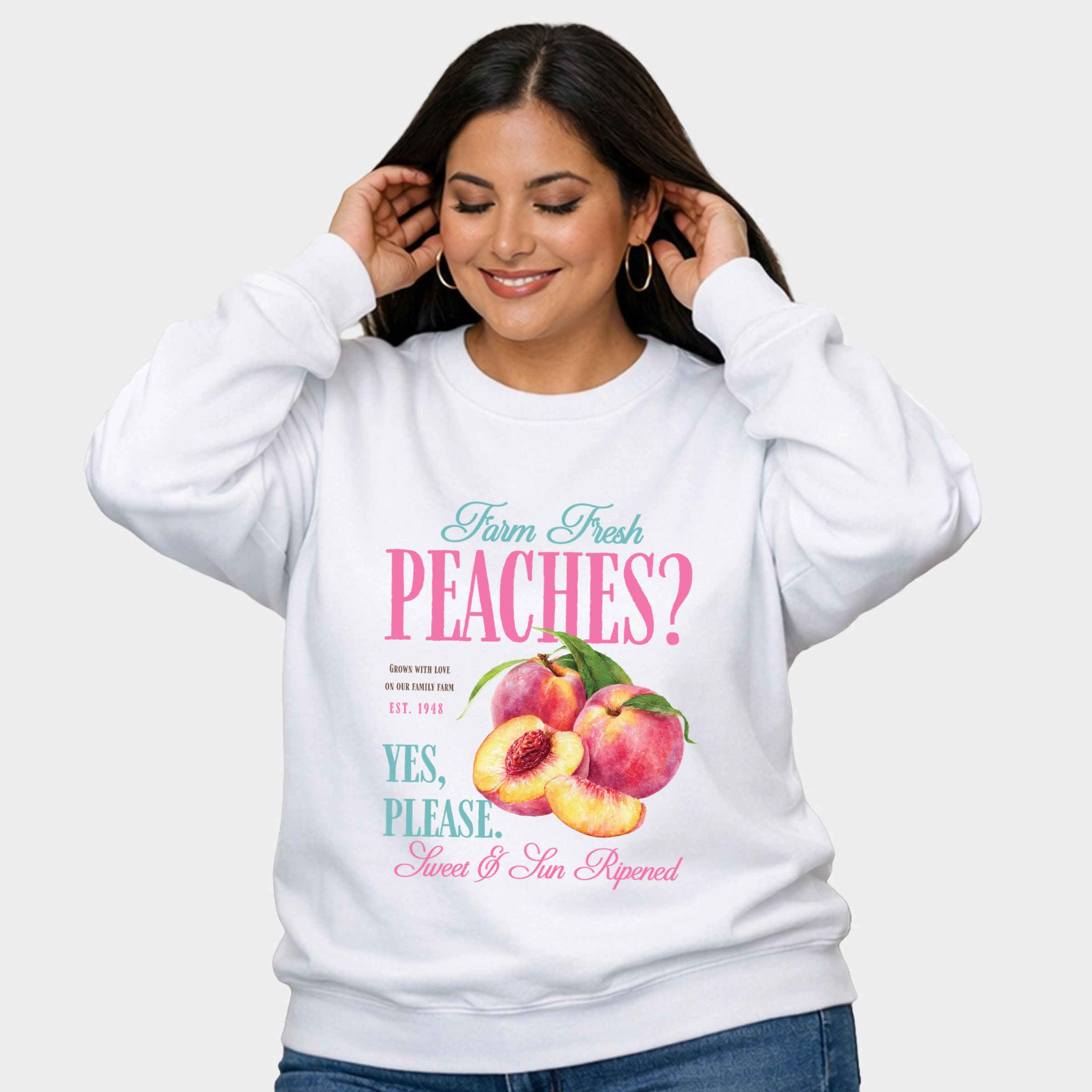 Simply Sage Market - Farm Fresh Peaches  Women's Plus Sized Graphic Sweatshirt
