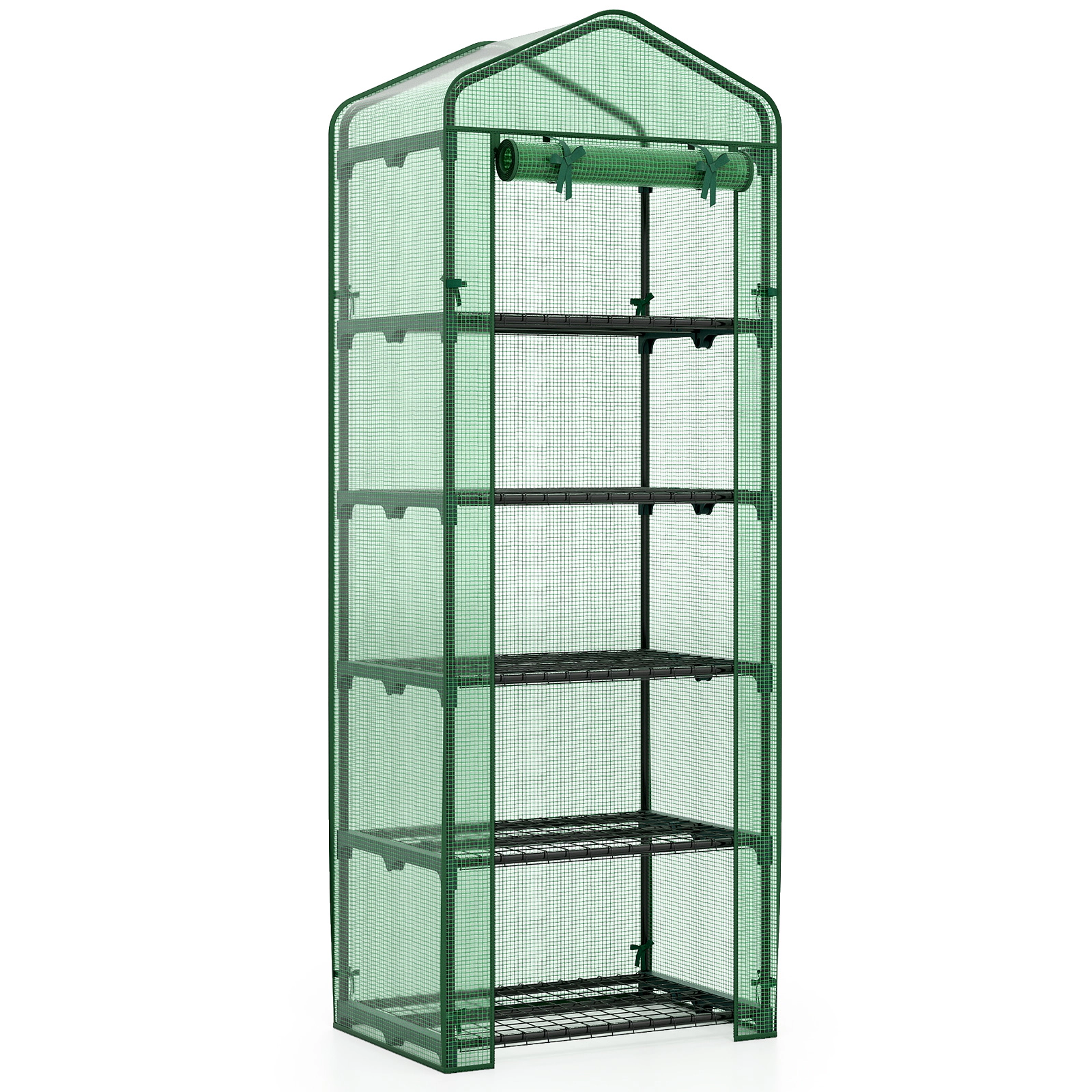 SUGIFT 75-in Tall Mini Greenhouse with 5-Tier Shelves Portable Plant Grow House and Roll-Up Zipper Door