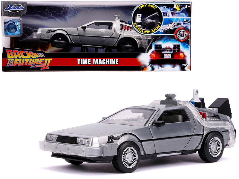 Jada Delorean Brushed Metal Time Machine With Lights (Flying Version) "Back To The Future Part Ii" (1989)