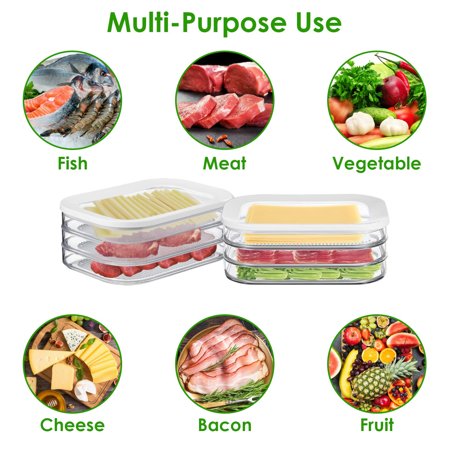 GBruno 2 Pcs Stackable Deli Meat Container With Lid