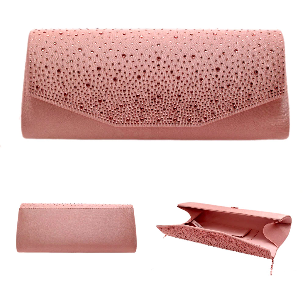 FASHNZFAB Bling Solid Rectangle Evening Clutch / Crossbody Bag
