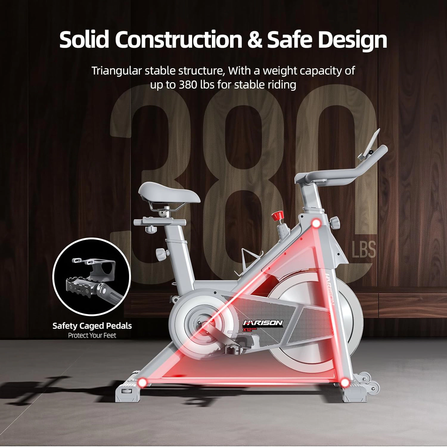 HARISON Magnetic Exercise Bike for Home 380 LB Capacity with Bluetooth, Stationary Bike with iPad Holder