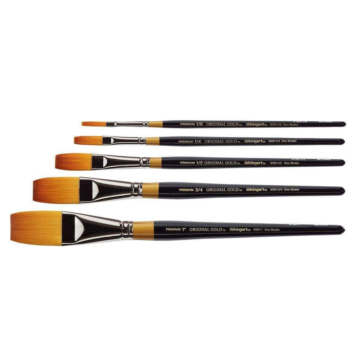 KINGART Original Gold 9100 One Stroke Golden Taklon Brush Set - 5 pc