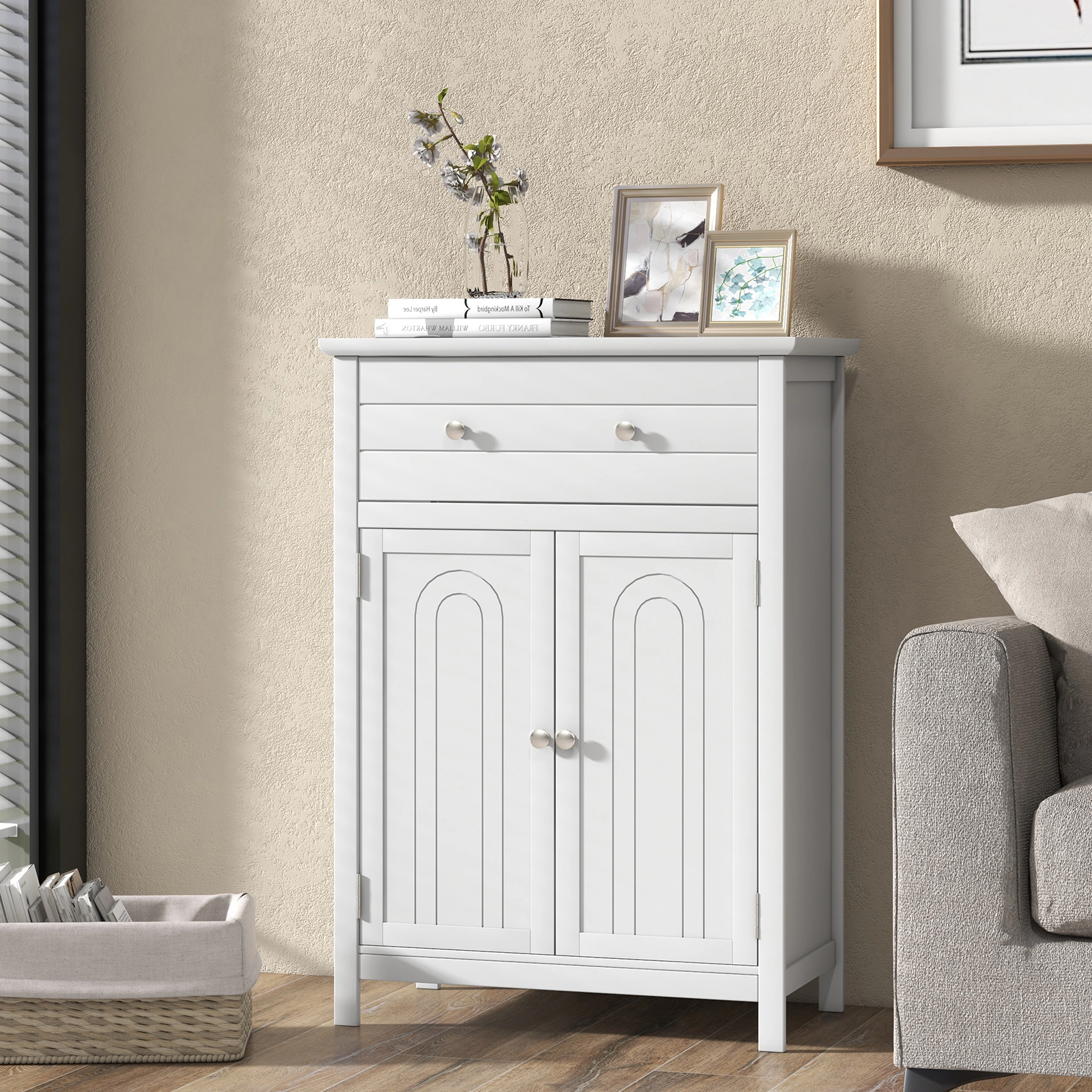 SlickBlue Bathroom Storage Cabinet with Drawer, Doors & Adjustable Shelf