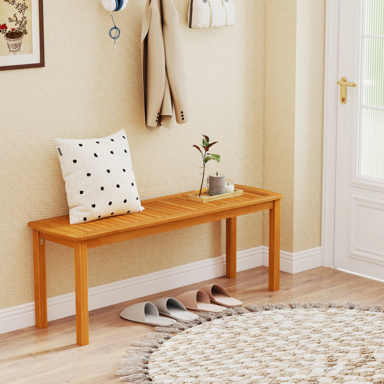 Hivvago Acacia Wood Outdoor Bench With Slatted Seat For Garden