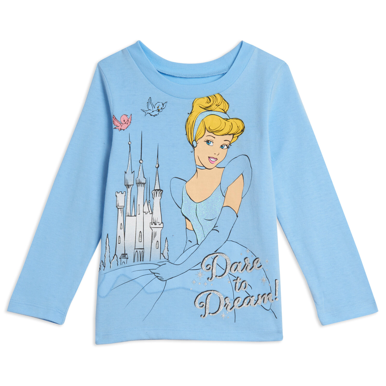 Disney Princess Girls' Glitter Long Sleeve T-Shirt 3-Pack