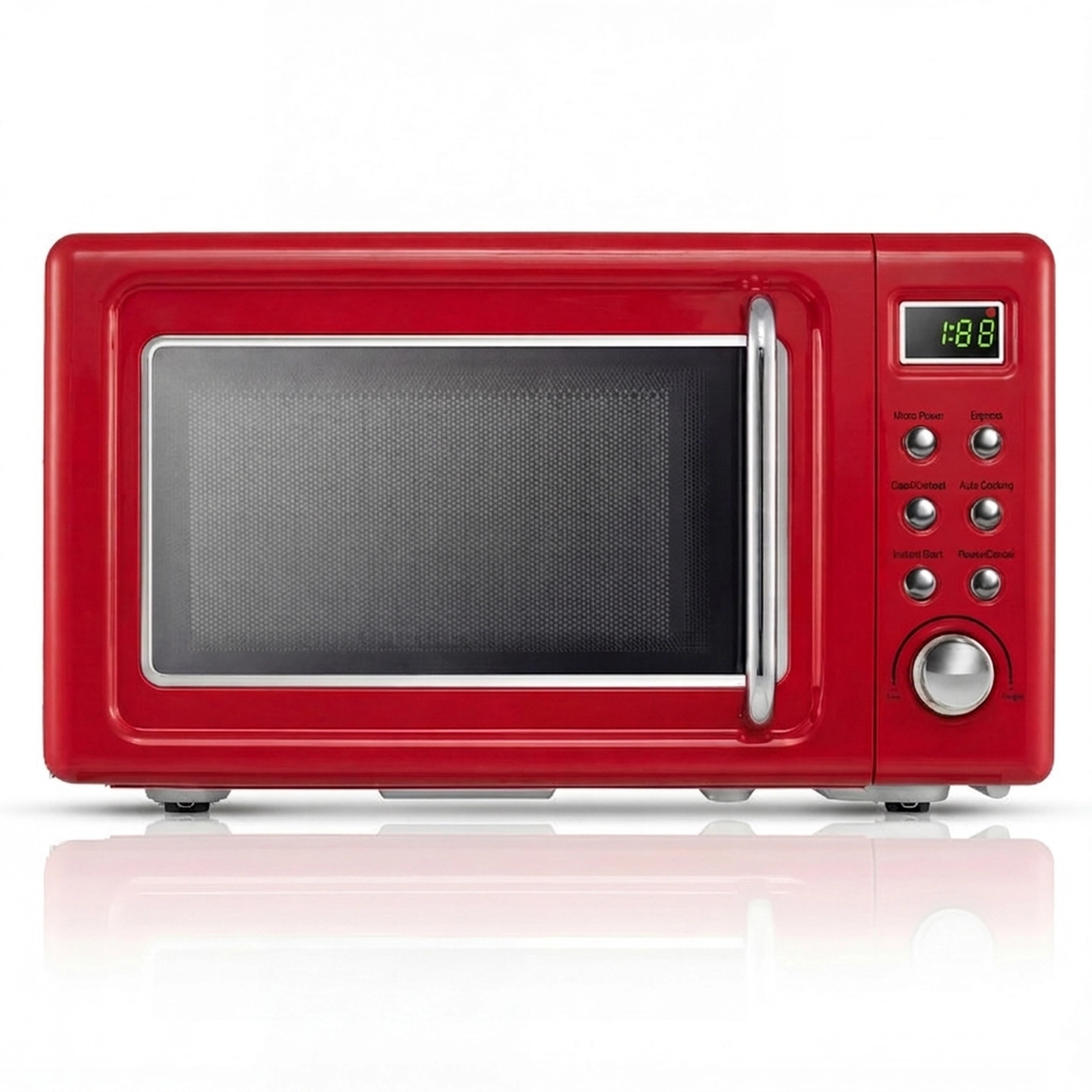 SUGIFT Red Retro Countertop Microwave Oven with LED Display and 6 Cooking Buttons 0.7-Cu-Ft 700W 18-in W 14-in D