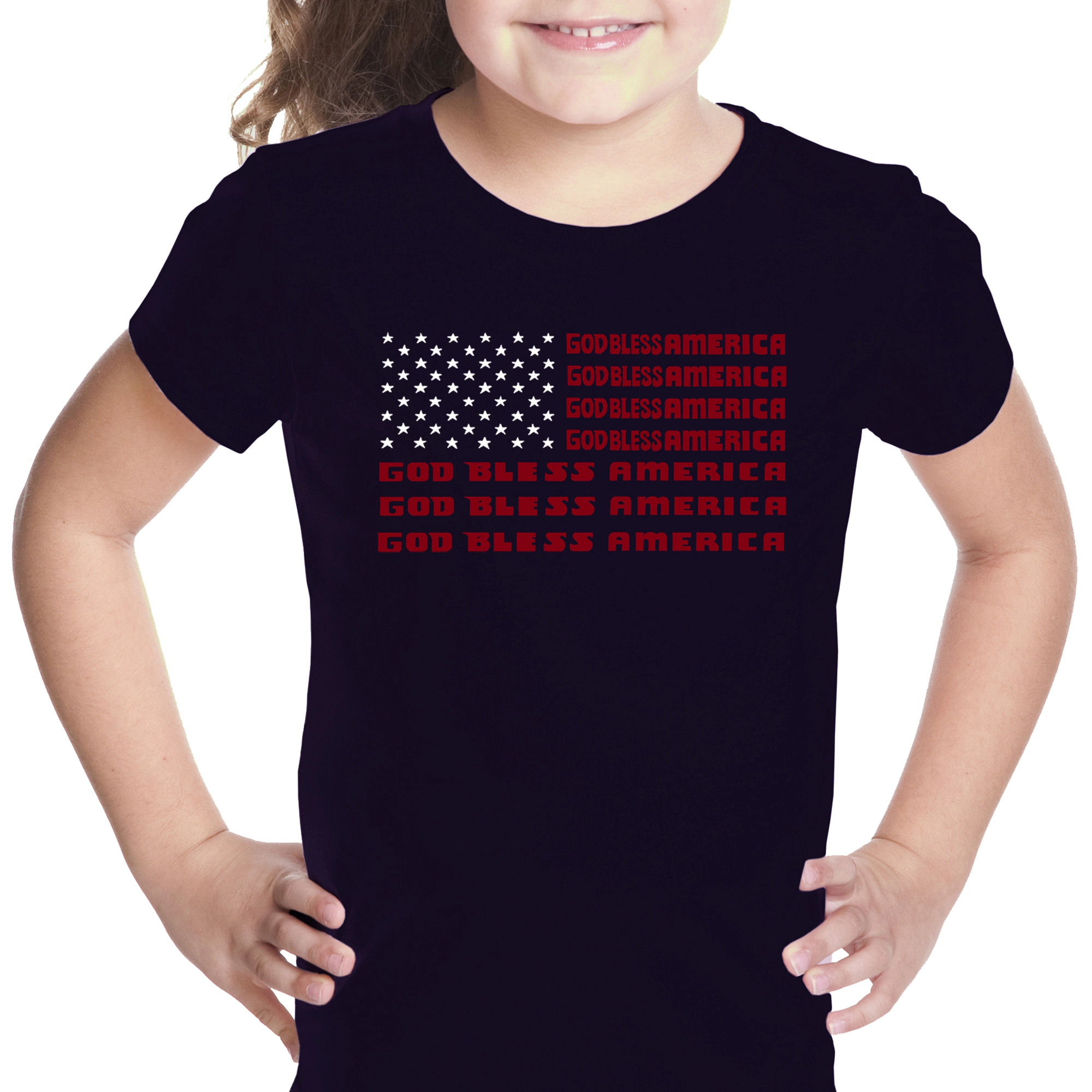 LA Pop Art Girls Word T-Shirt - God Bless America