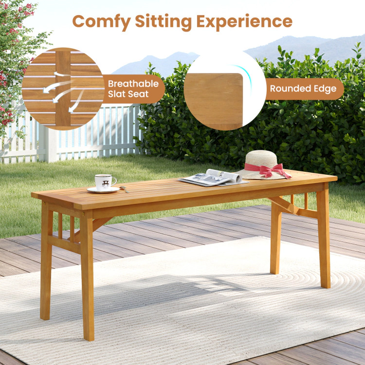 Hivvago 3 Pieces Patio Dining Set Acacia Wood Outdoor Rectangular Picnic Table And 2 Benches