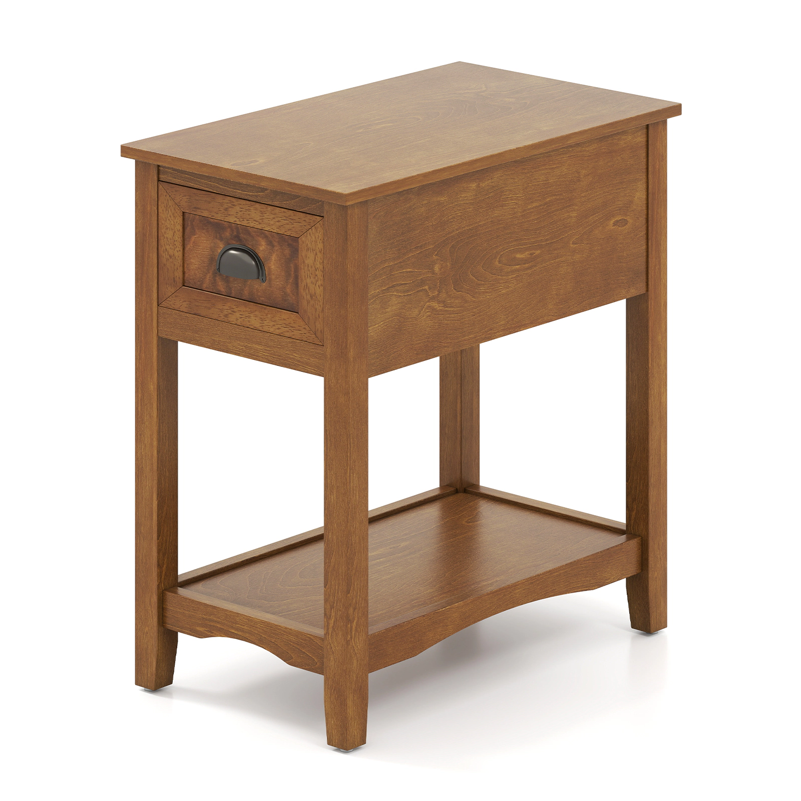 SUGIFT Compact Chairside End Table with Drawer and Shelf 50-lb Capacity 23-in Tall Accent Nightstand Yellow