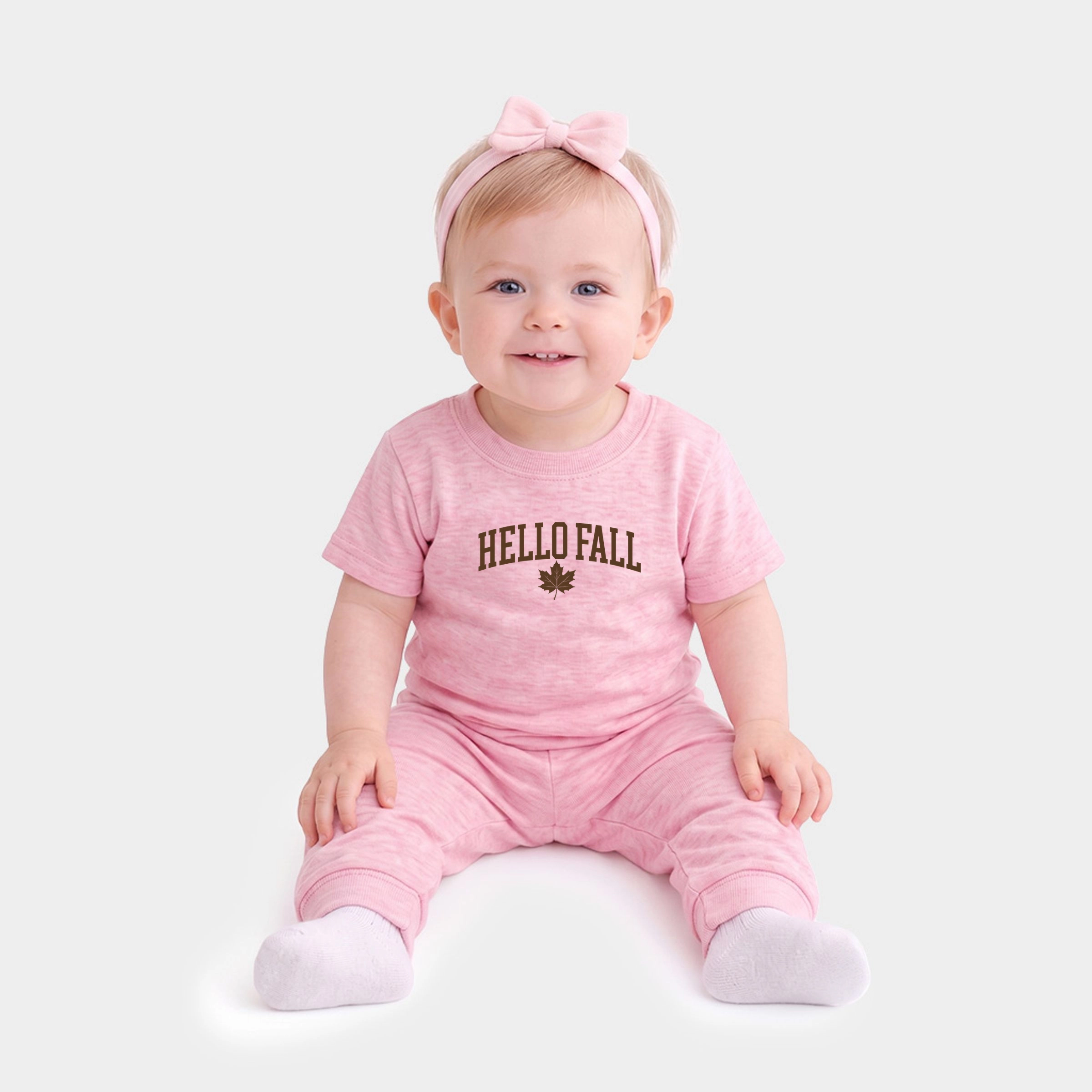 The Juniper Shop - Infant Jogger Pant Crew Set Hello Fall Leaf