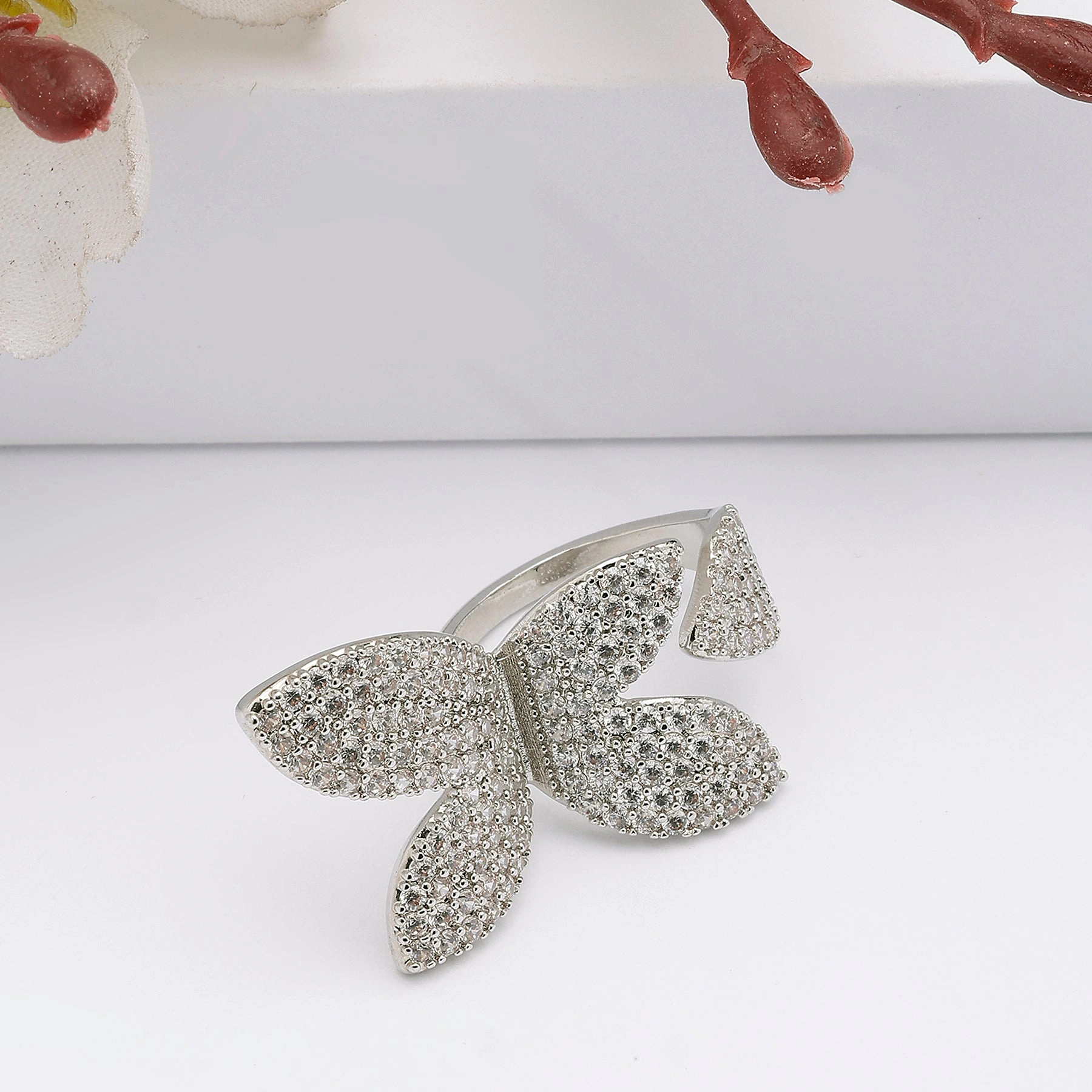 AGP Paris Women's Silver-Tone Butterfly Adjustable Ring