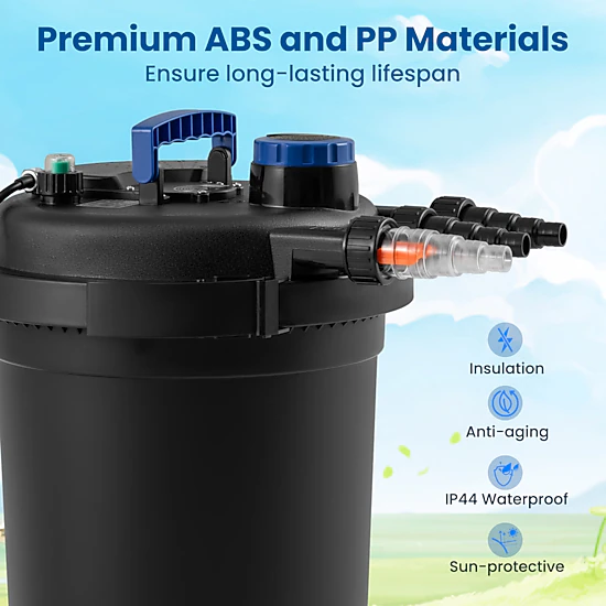 SUGIFT Black 2642-GPH Pond Pressure Bio Filter with UV Clarifier for ...
