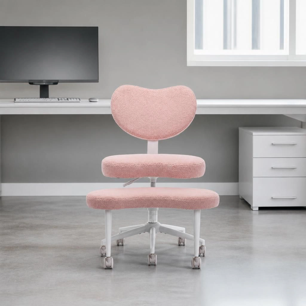 GOODSILO Soft Plush Upholstered Ergonomic Rolling Office Chair