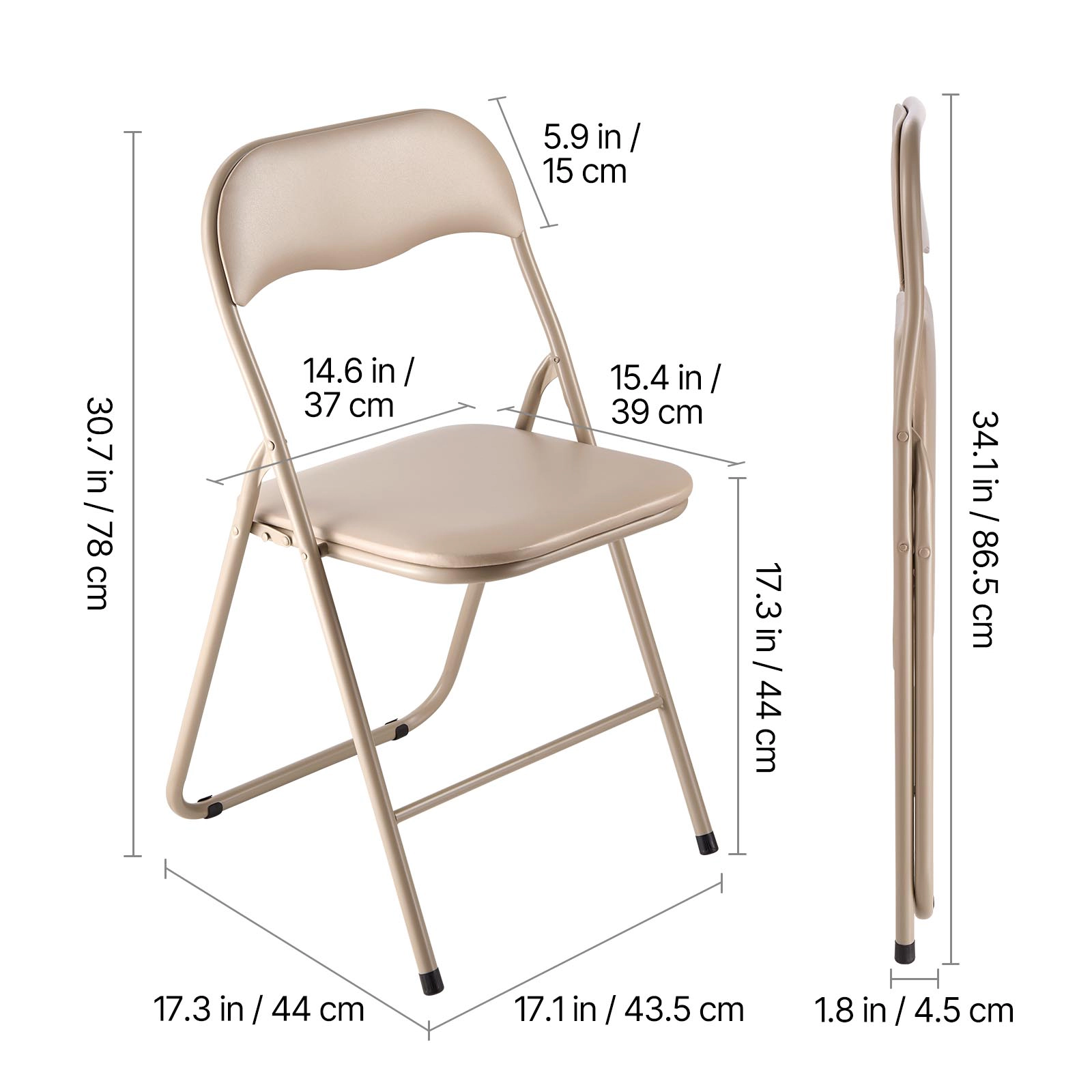 HONGGE Folding Chairs Foldable Chairs with Heavy Duty Metal Frame Portable Folding Card Table Chairs Stackable Seats