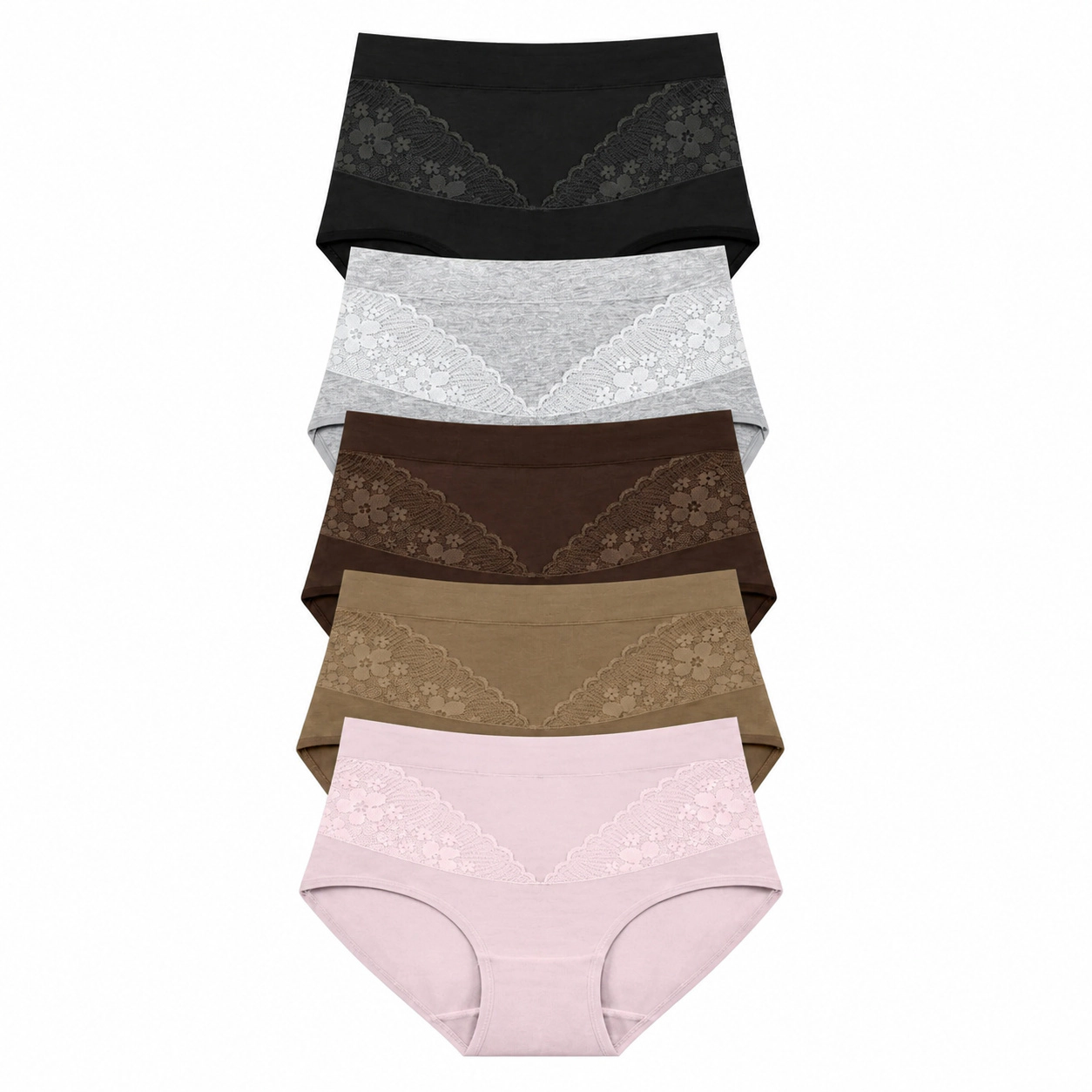 WZK Womens 5-Pack High Waisted Cotton Tummy Control Tagless Briefs Underwear