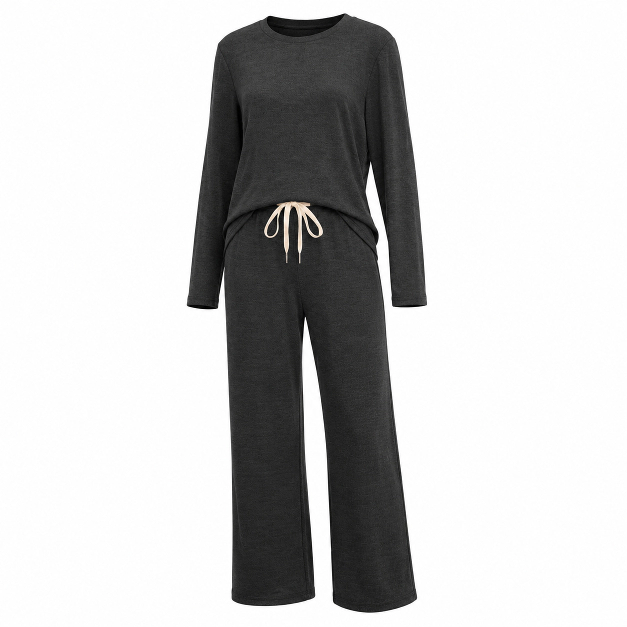 WZK Womens 2-Piece Long Sleeve Soft Loose Fit Sleepwear Lounge Set