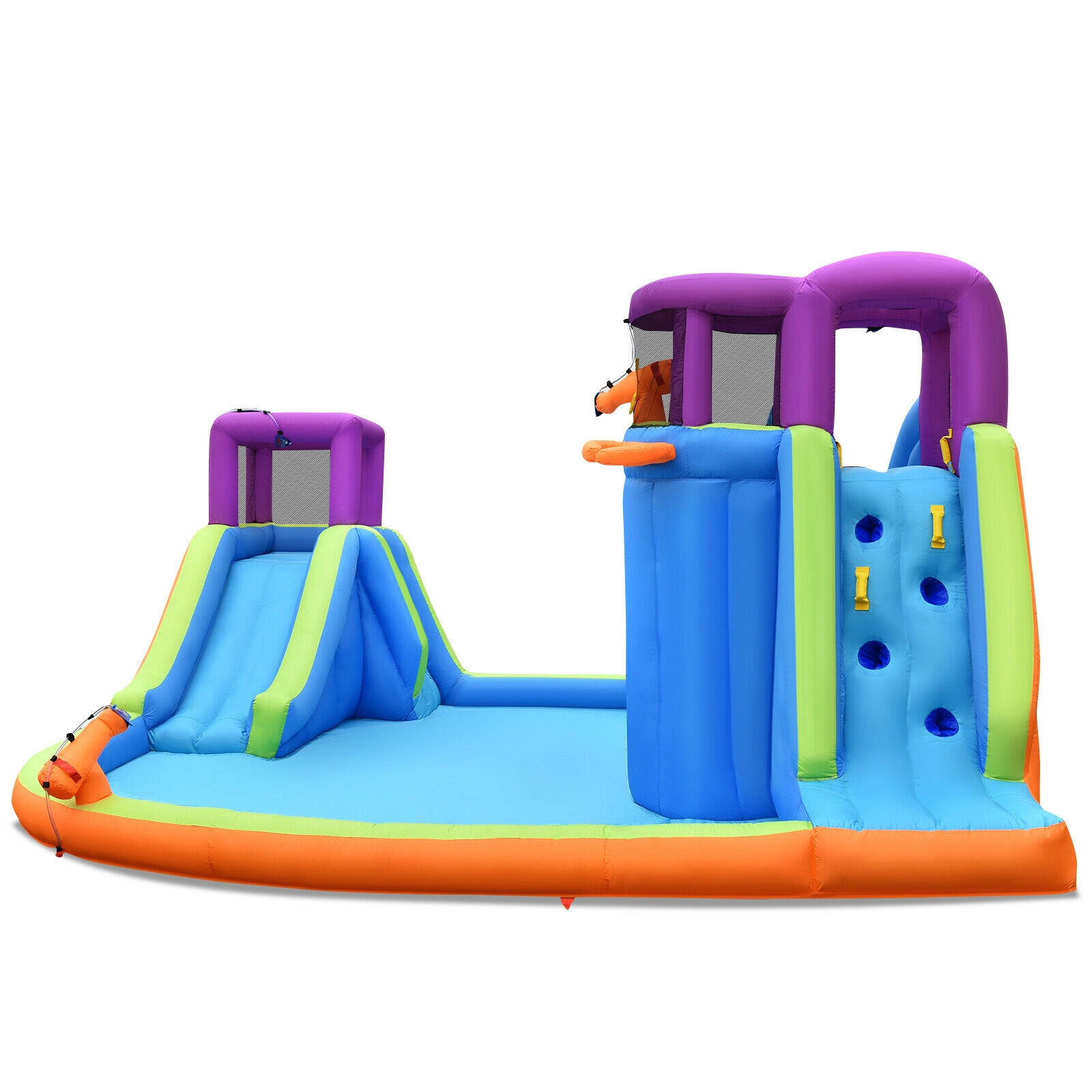 LJG Kids 6-in-1 Inflatable Dual Water Slide Bounce House without Blower
