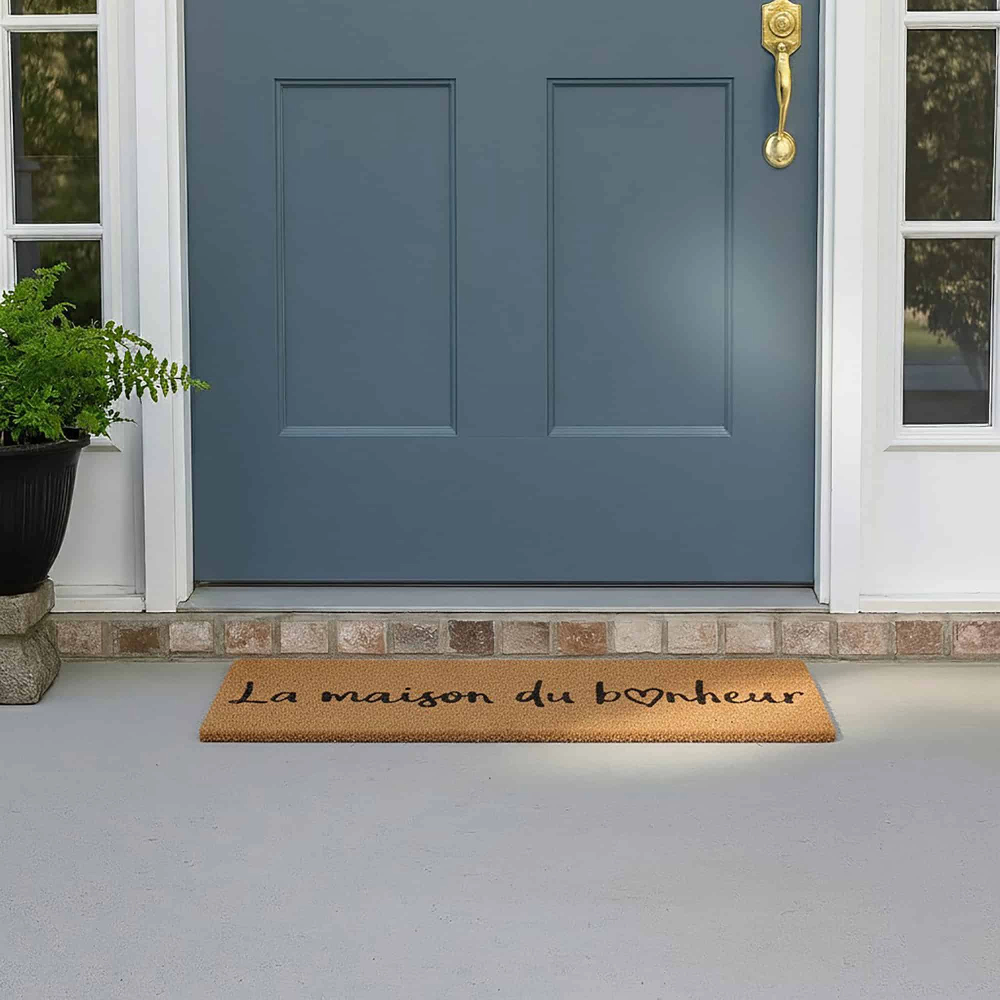 Evideco French Home Goods Natural La Maison du Bonheur Coir Doormat 30 x 10 Inches