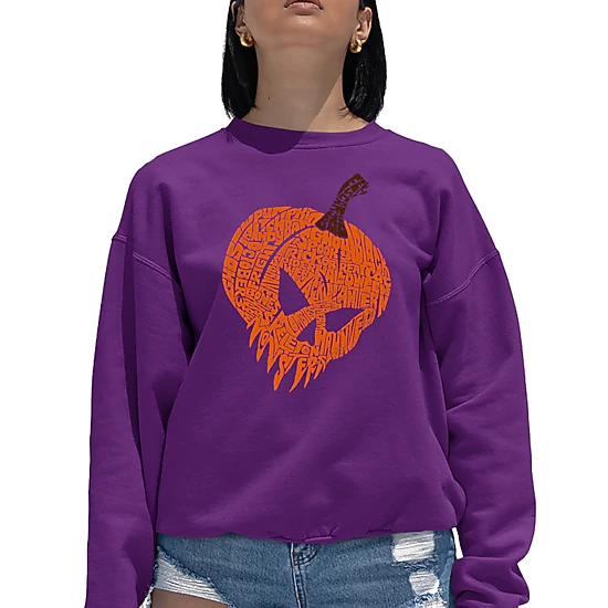 LA Pop Art Evil Pumpkin - Women's Word Art Crewneck Sweatshirt