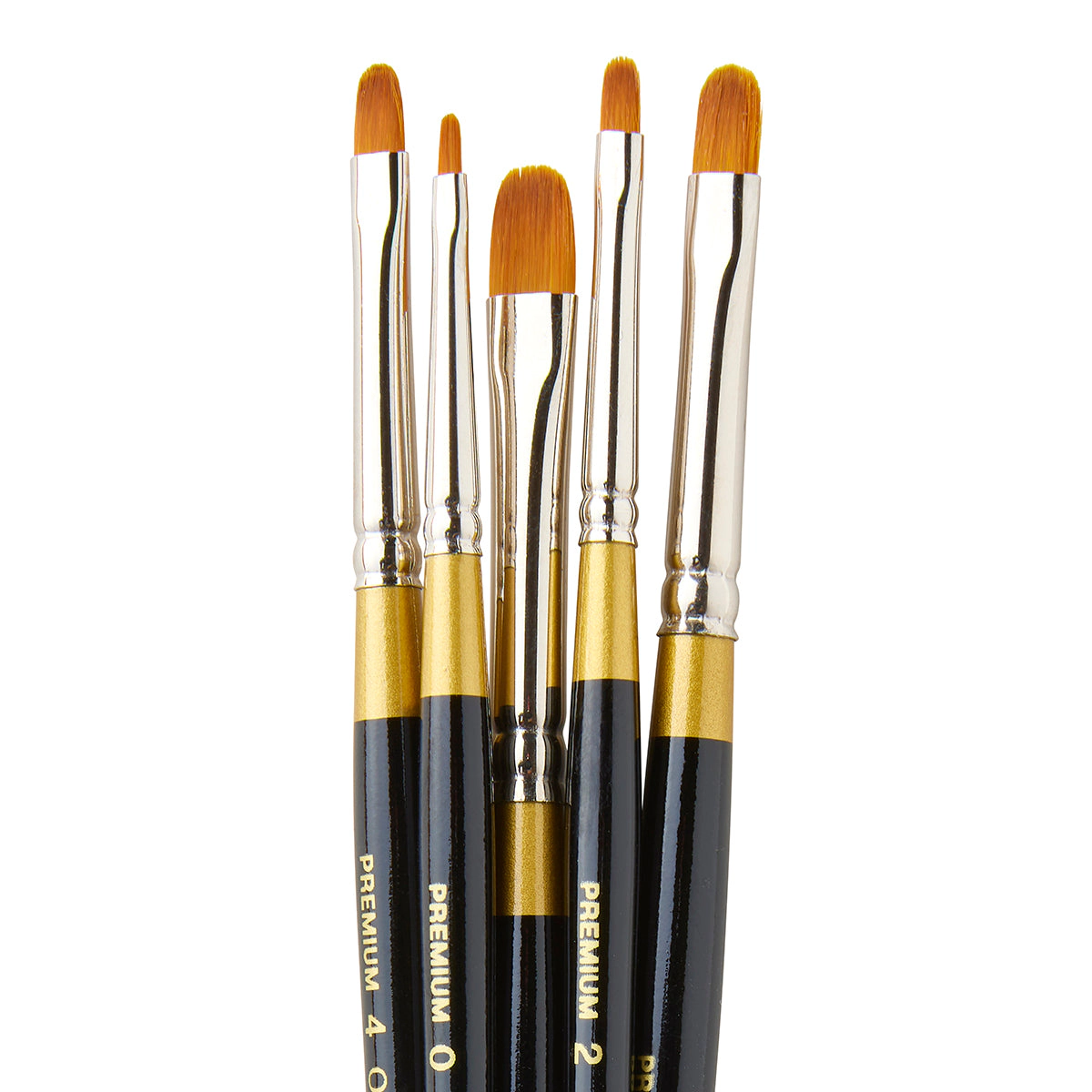 KINGART Original Gold 9510 Short Filbert Golden Taklon Brush Set - 5 pc