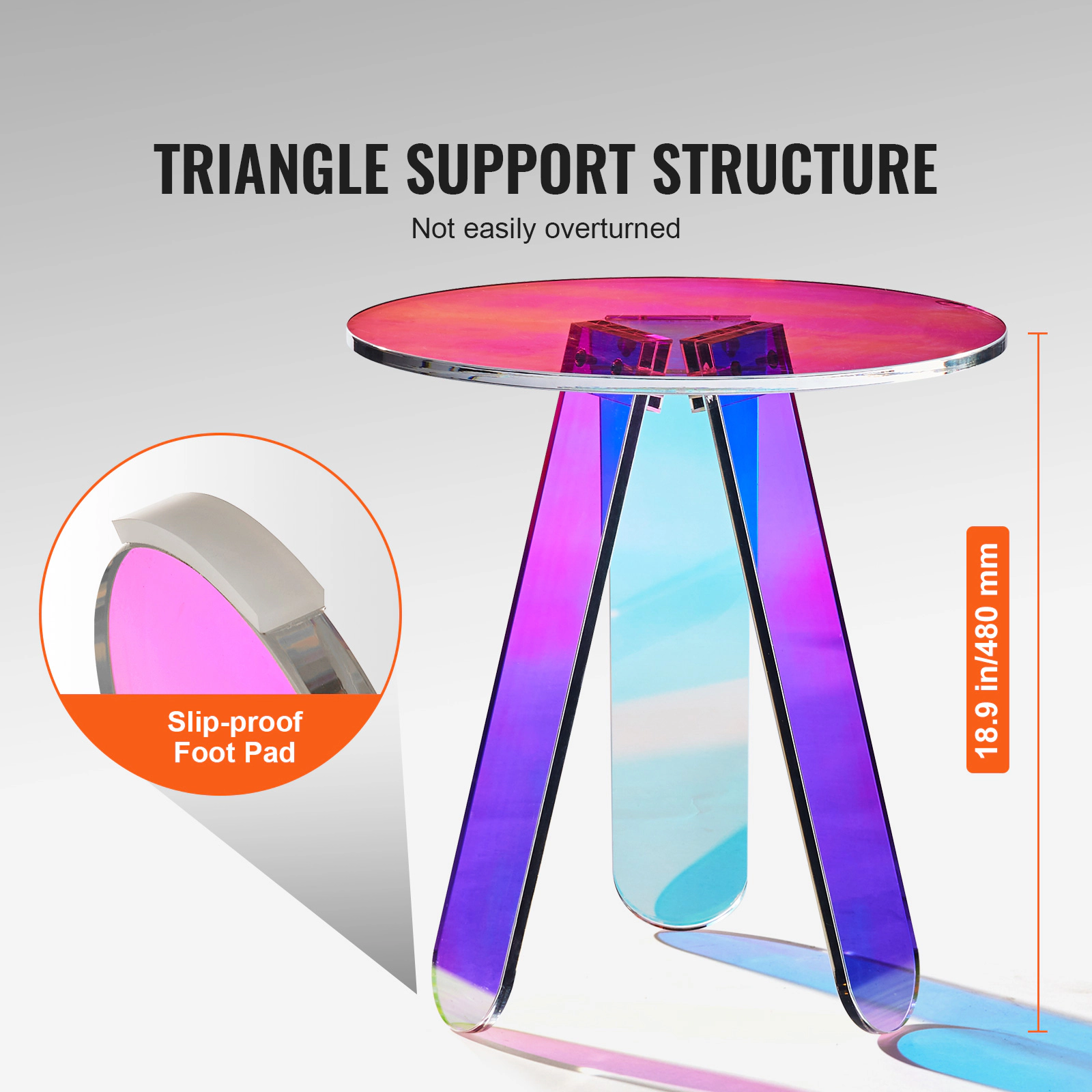 HONGGE Acrylic Table Acrylic End Table Clear Acrylic Side Table for Drink Food Snack used in Living Room Bedroom and