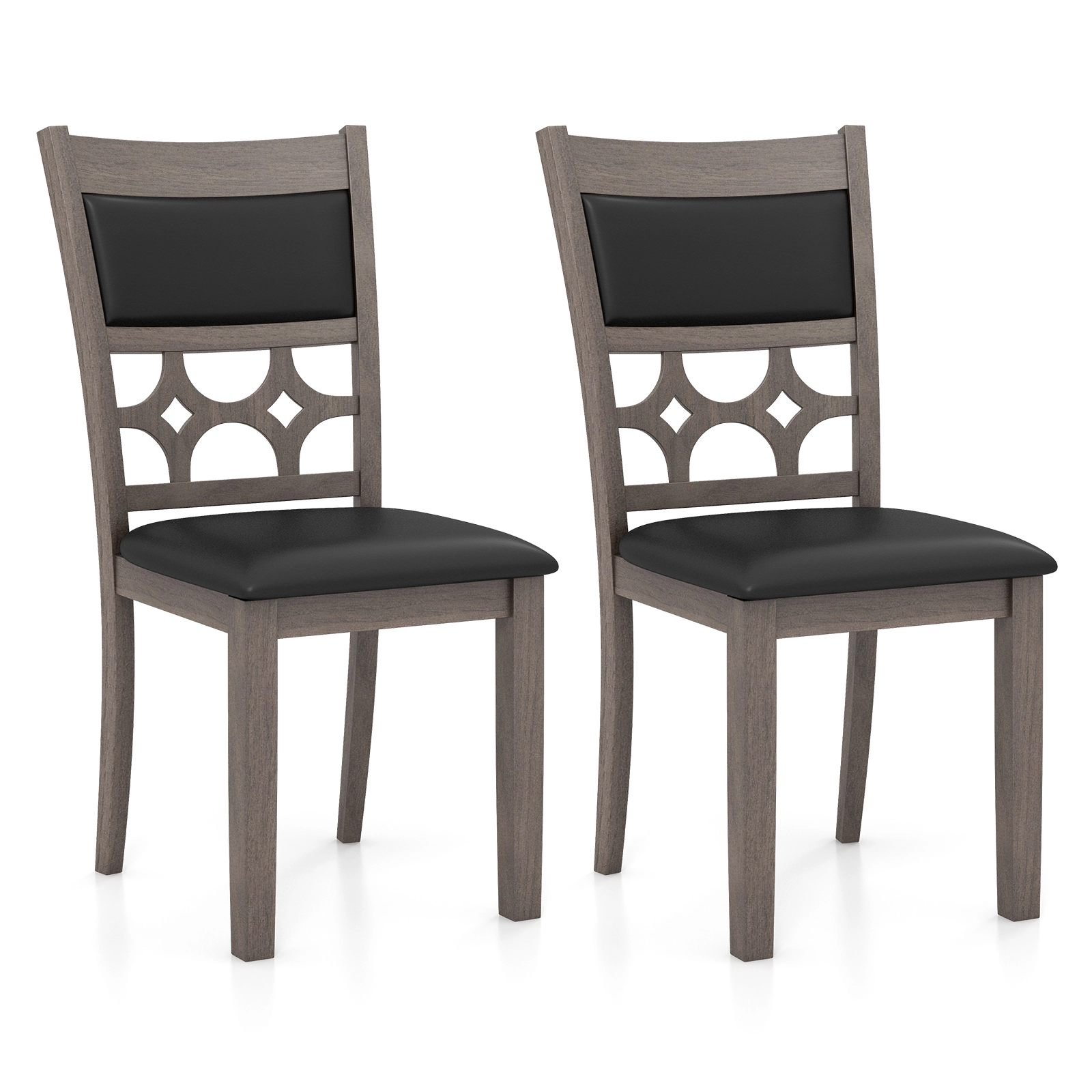 SUGIFT Upholstered Dining Chair Set of 2 with Padded Backrest and Seat 286-lb Capacity Cappuccino Black