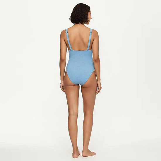 Anna-Kaci Women's Maternity Ribbed One-Piece Swimsuit with Plunge Neckline and Side Gathering