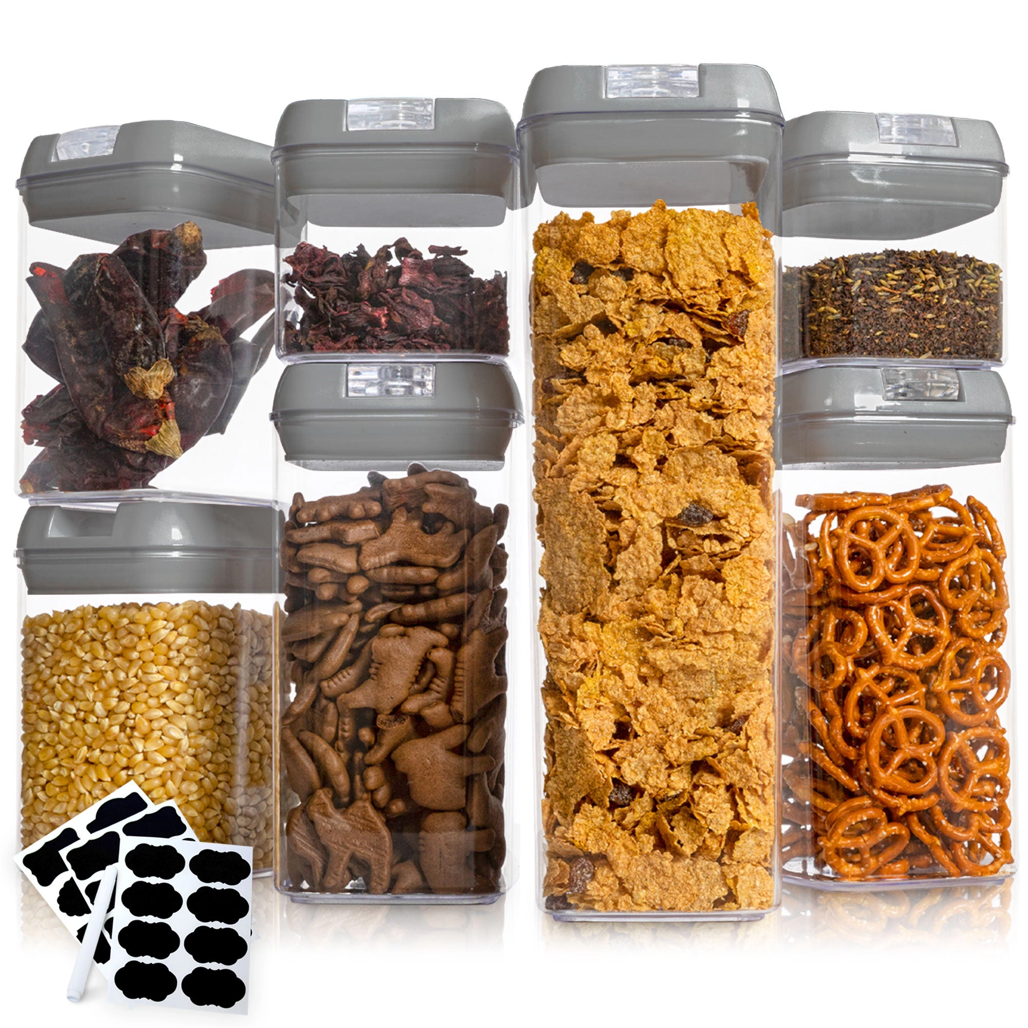 Cheer Collection Set of 7 Airtight Food Storage Containers plus Dry Erase
