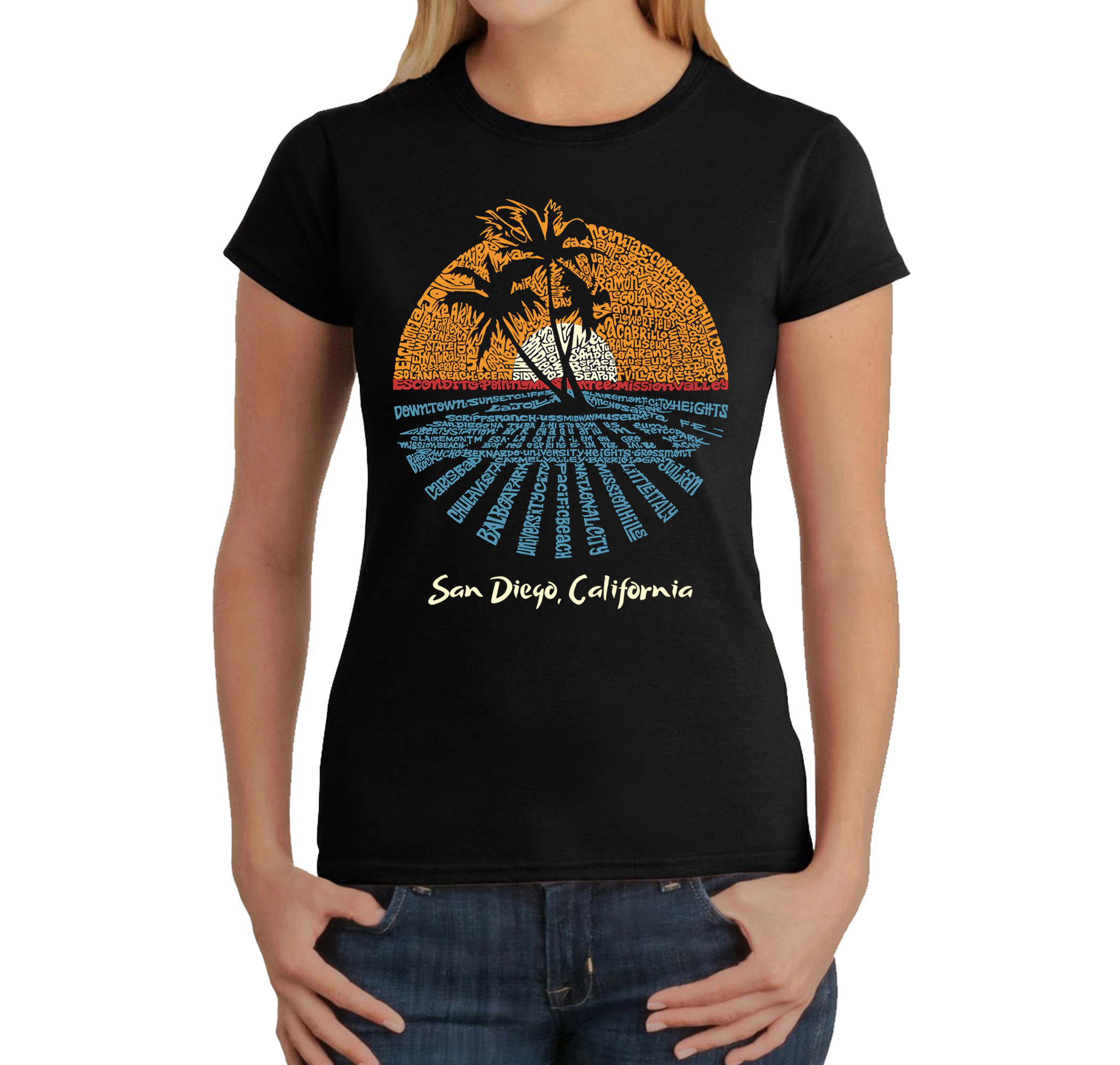 LA Pop Art Women's Word T-Shirt - Cities San Diego