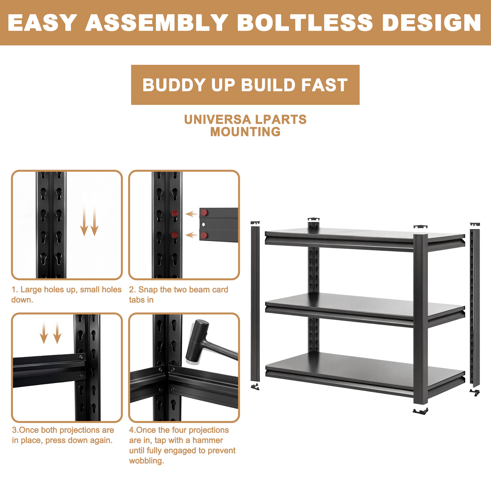Flynama 3-Tier Heavy Duty Steel Shelving, Adjustable, Black (39.4"W x 31.5"H x 20"D), 20-40 Gallon Fish Tank