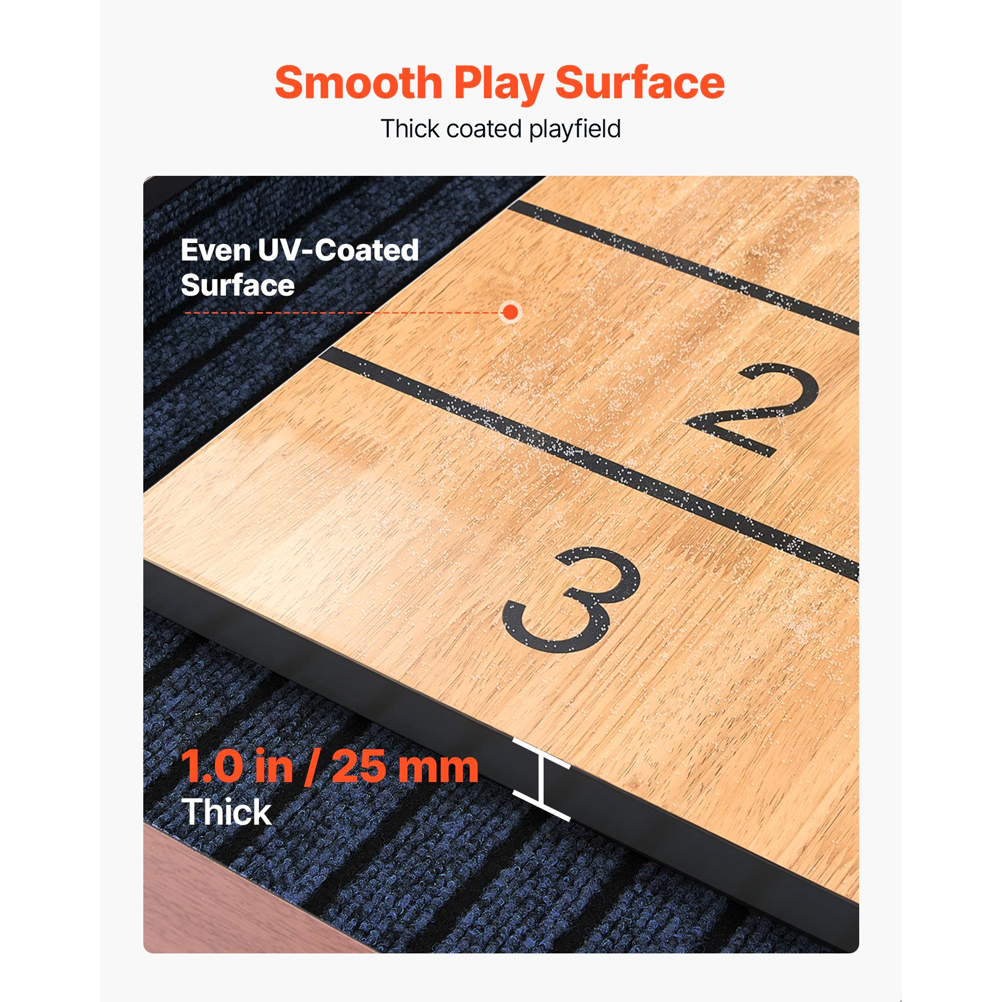 HONGGE Shuffleboard Table Shuffleboard Shuffle Board with Scratch-Resistant Playfield 8 Pucks Wax Brush for Family Game