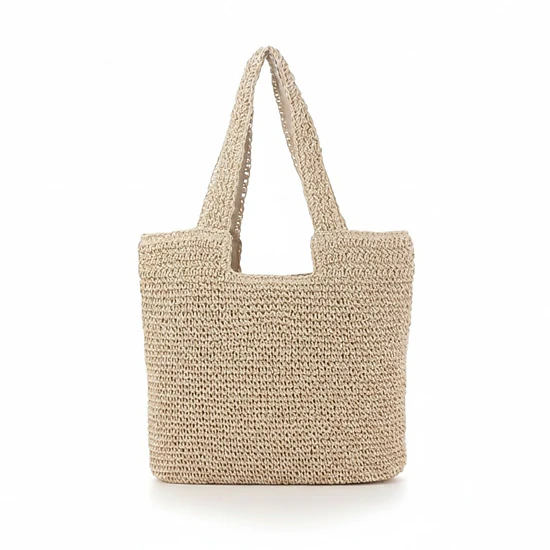 Alilang Women's Woven Crochet Tote Bag with Shoulder Straps Lightweight Knit Tote with Zipper Pocket, Khaki