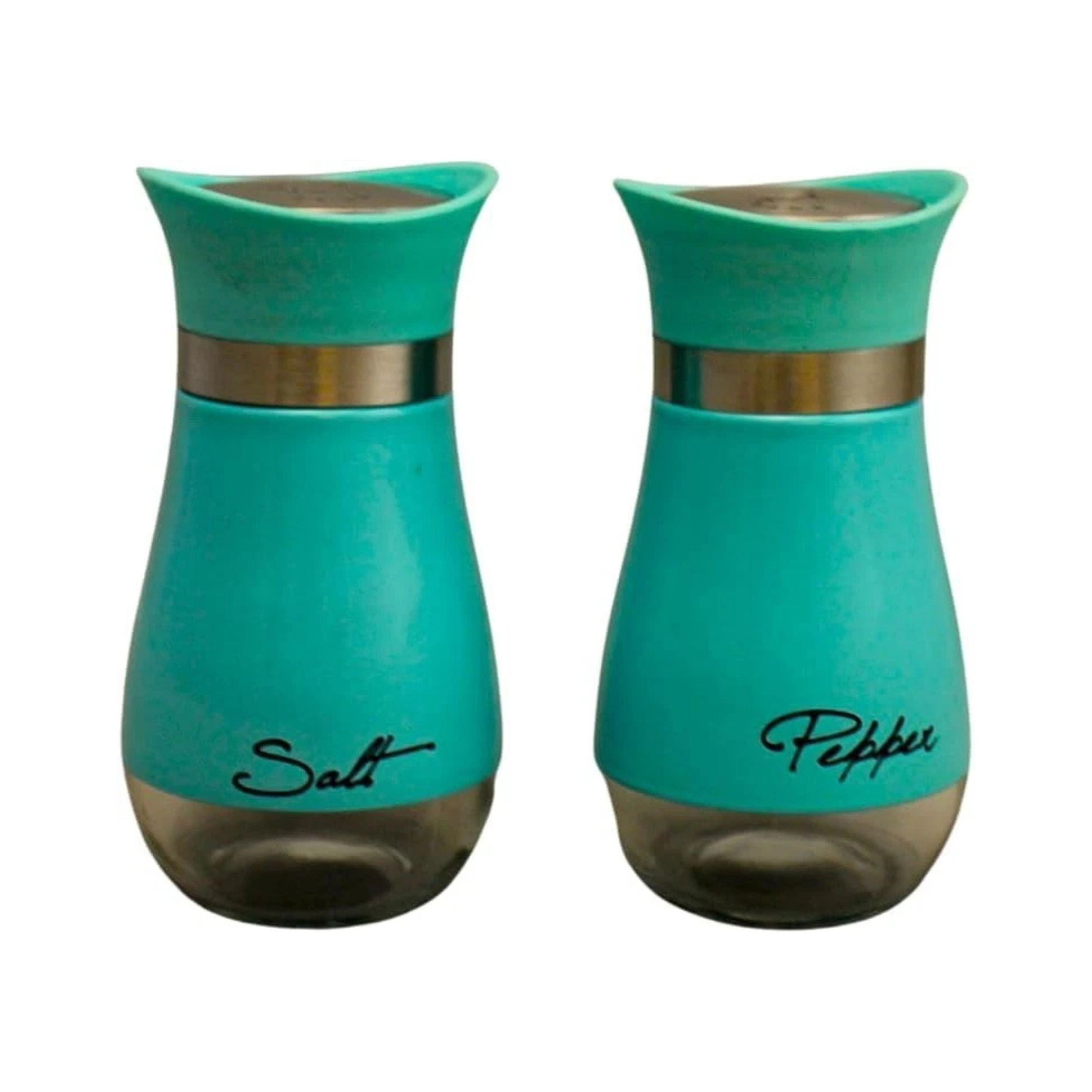 Home Collection Glass Salt & Pepper Shaker Set with Labels Stainless Steel Lids