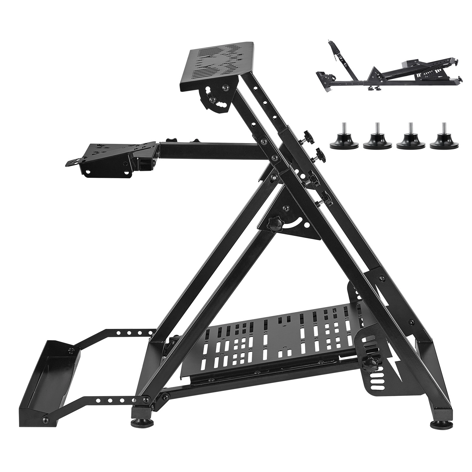 HONGGE Adjustable Foldable Racing Wheel Stand Simulator Cockpit for Logitech Thrustmaster Pedals