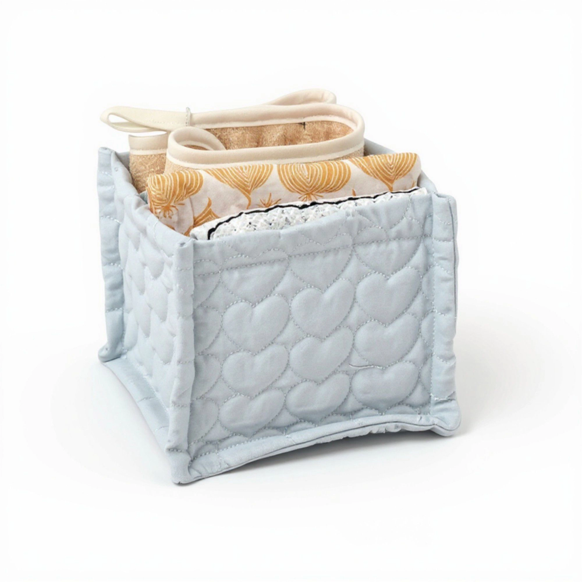 Alilang Unisex Quilted Heart Pattern Fabric Storage Box Organizer