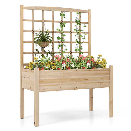 SlickBlue Elevated Garden Bed with Planter Box and Trellis