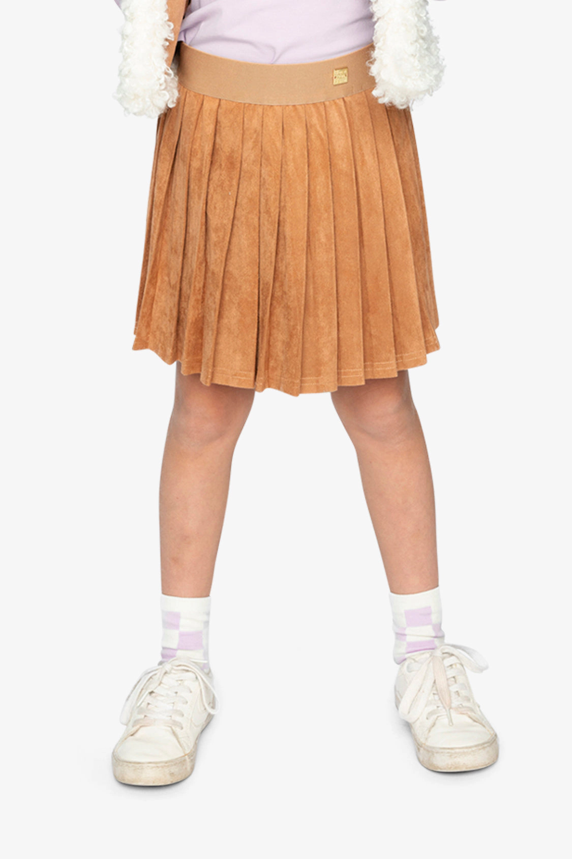 Deux par Girls Knife-Pleated Suede Skirt