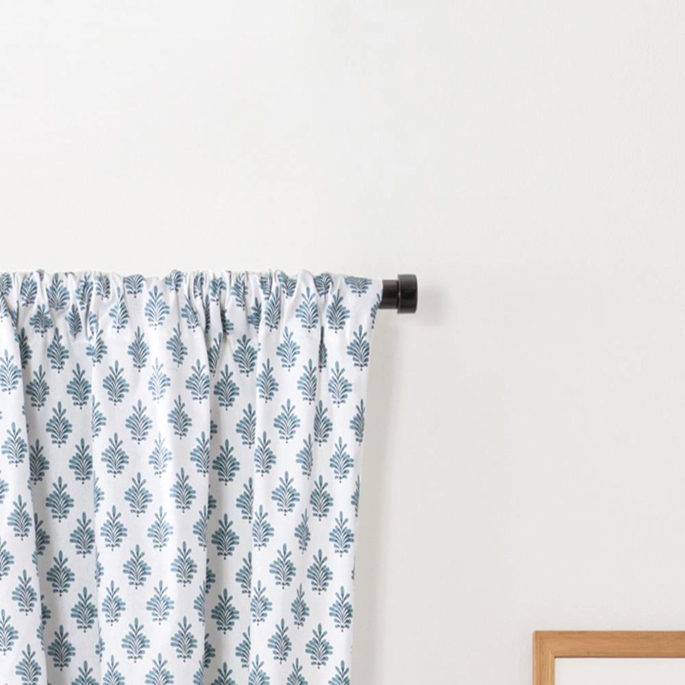 Ellis Curtain Manchester 3" Rod Pocket 100% Cotton Machine Wash and Dry Curtain Pairs 100" x 63" Blue