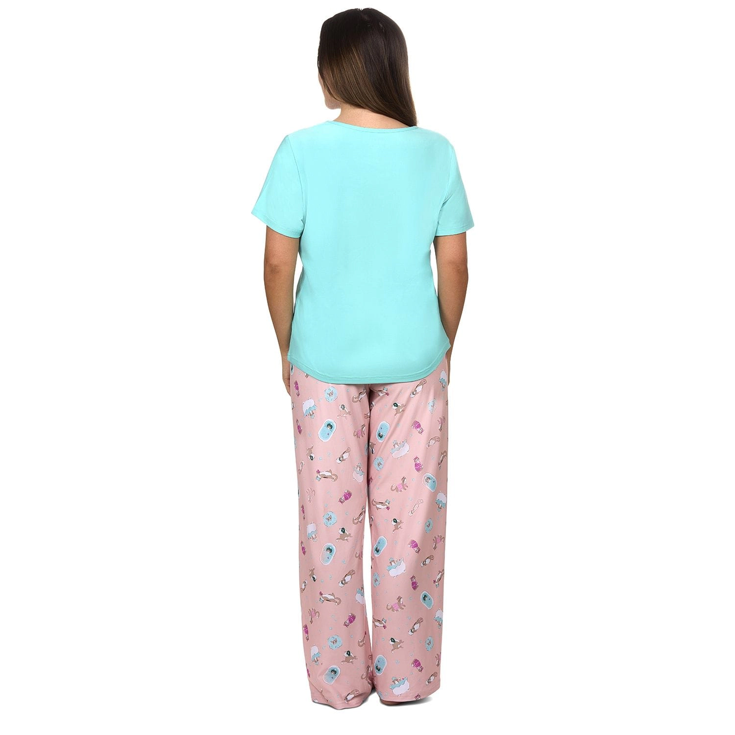 MeMoi Women's Spa Kitty Two Piece Pajama Set A Bag